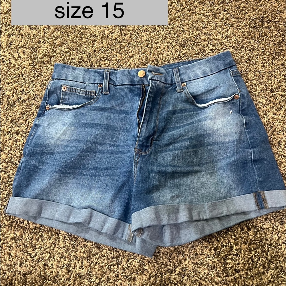 No Boundaries Blue Jean Shorts with Cuffed Hem